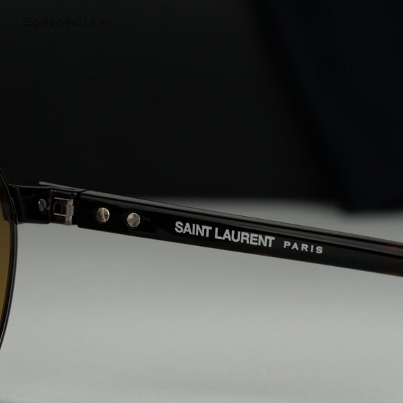 BRAND NEW Saint Laurent SL707 003 Grey Havana Nicotine Oval Unisex Sunglasses - Picture 7 of 9